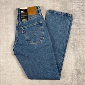 Levis Jeans Womens 23x30 Blue Denim Original 501 High Rise Straight Premium NEW